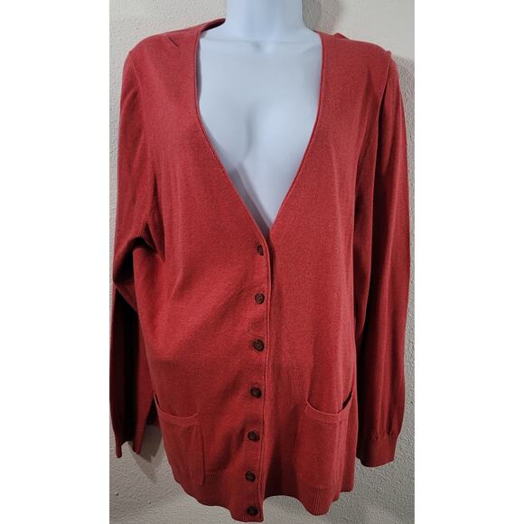 Lane Bryant Orange Button Up Cardigan Sweater 18 20 Lightweight Soft Pockets - Picture 1 of 4